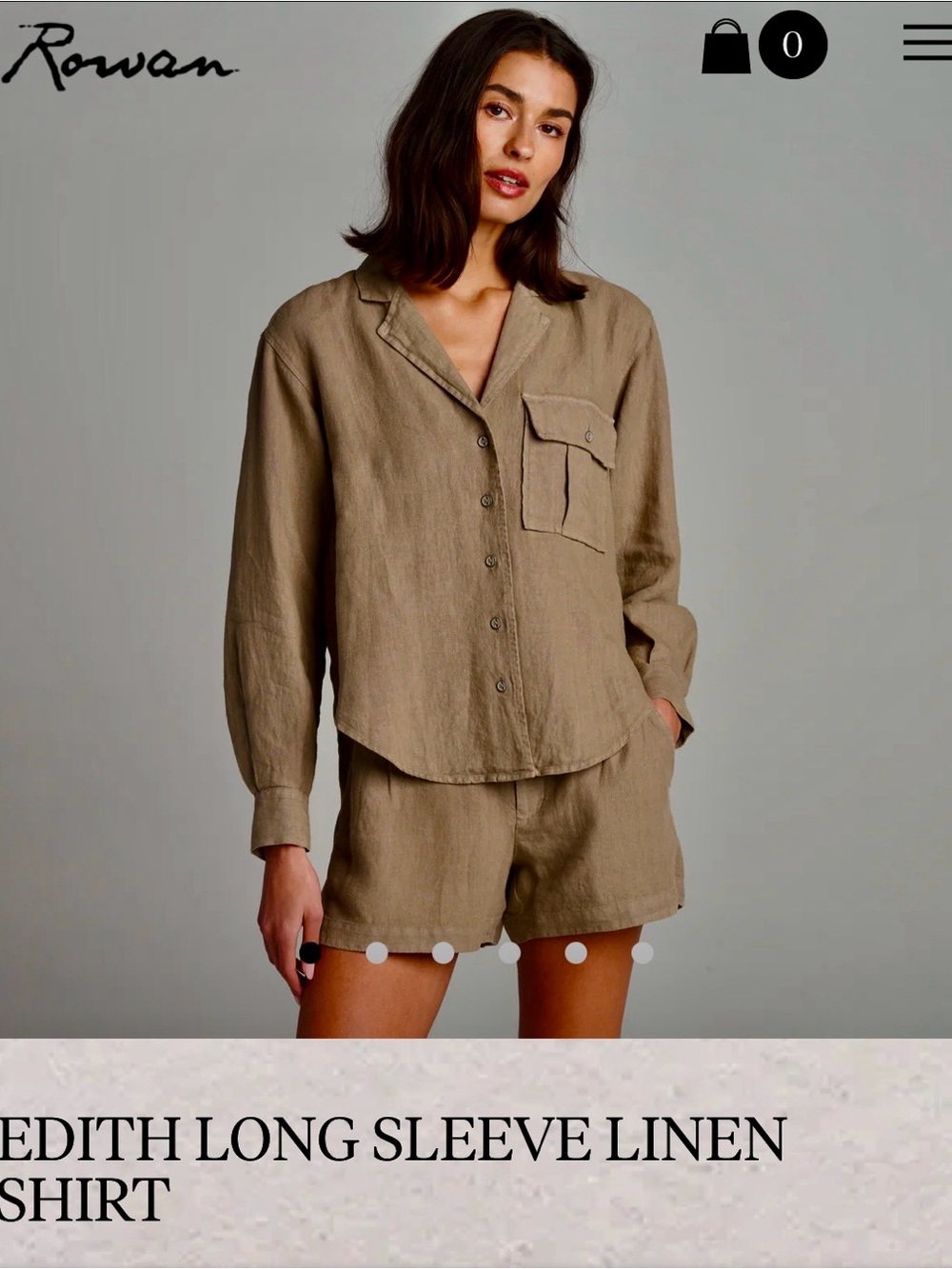 Rowan Edith Long Sleeve Linen Button-Down Shirt - Khaki